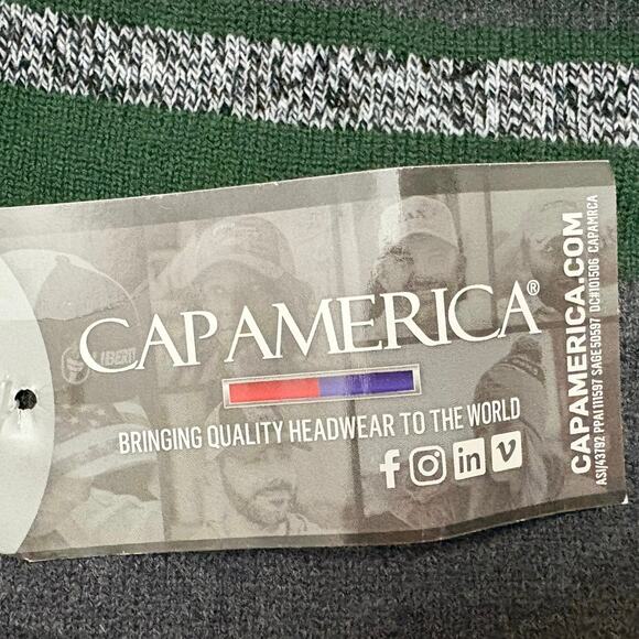 CapAmerica Rugby Ice Hawks Hockey Pom Beanie Green Gray Knit Hat NWT Winter ❄️ - Picture 4 of 6